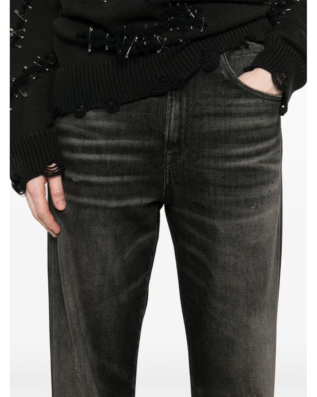 R13 Black Logo-Patch Jeans