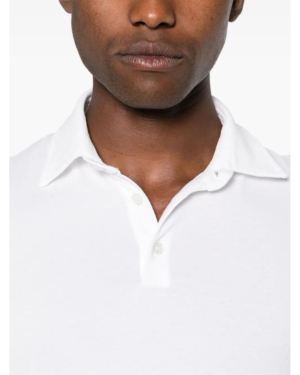 Fedeli White Alby Long-Sleeve Polo Shirt for men