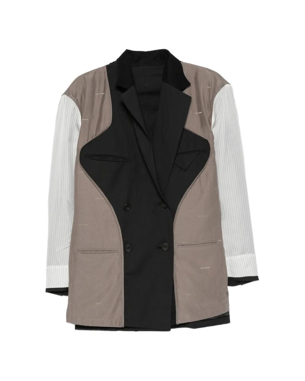 Issey Miyake Black Panelled Double-Breasted Jacket