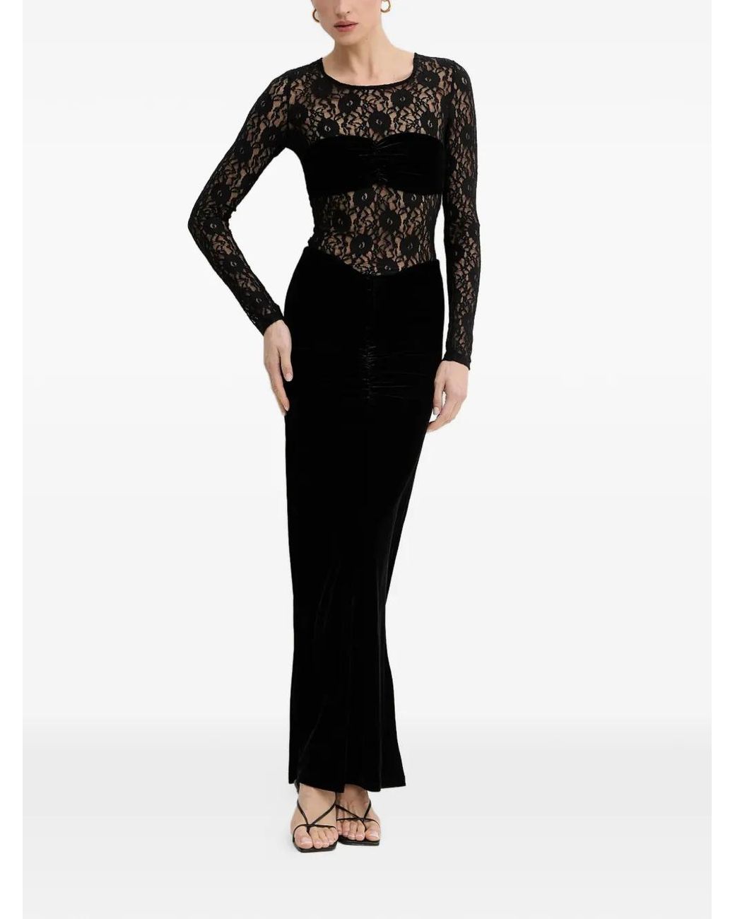 Bardot Black Helenie Velour Maxi Dress