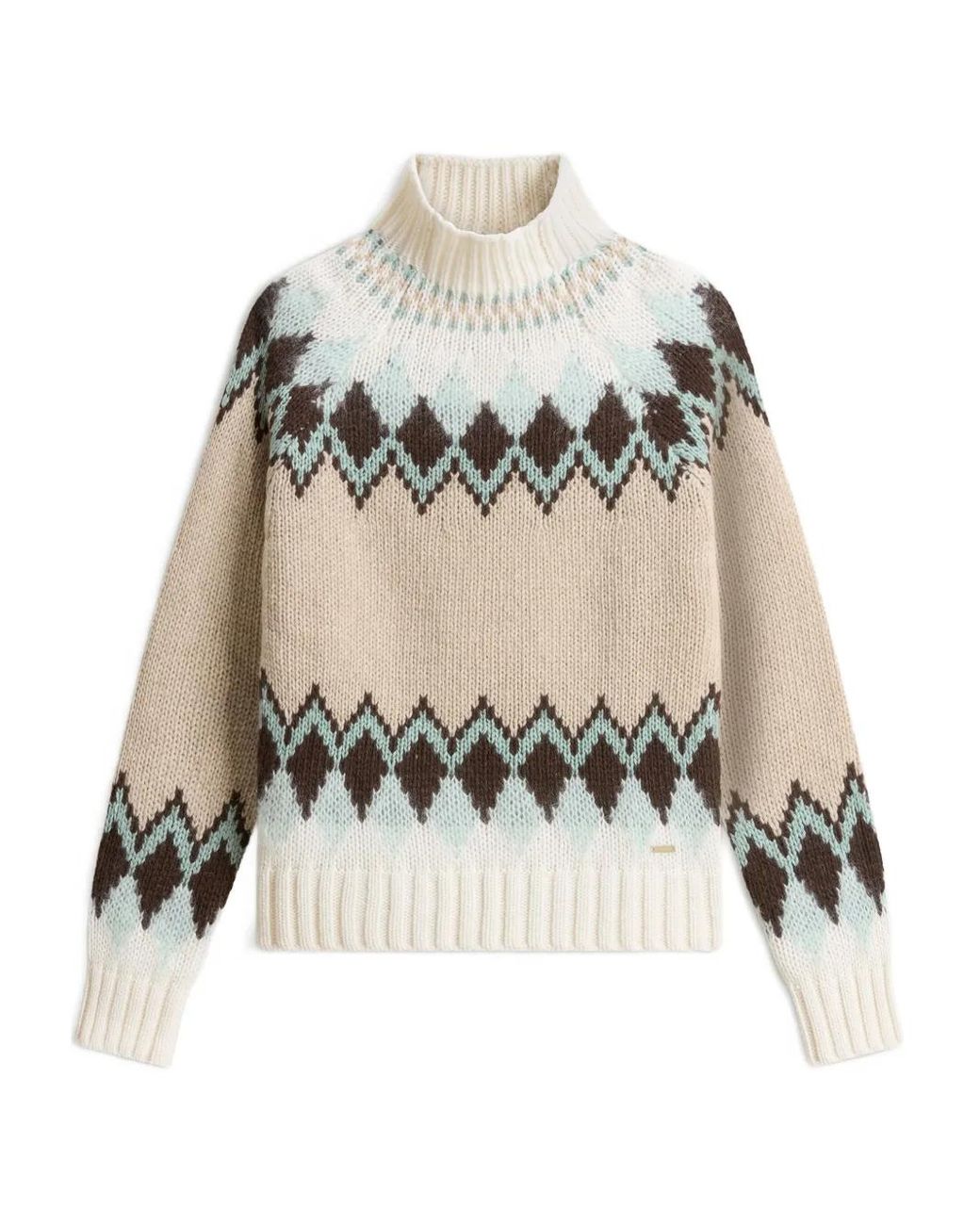 Woolrich Natural Fair Isle Pattern Turtleneck Sweater