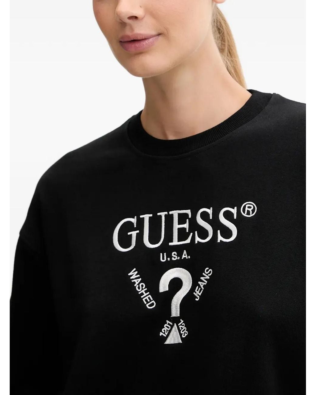 Guess Black Embroidered Sweatshirt