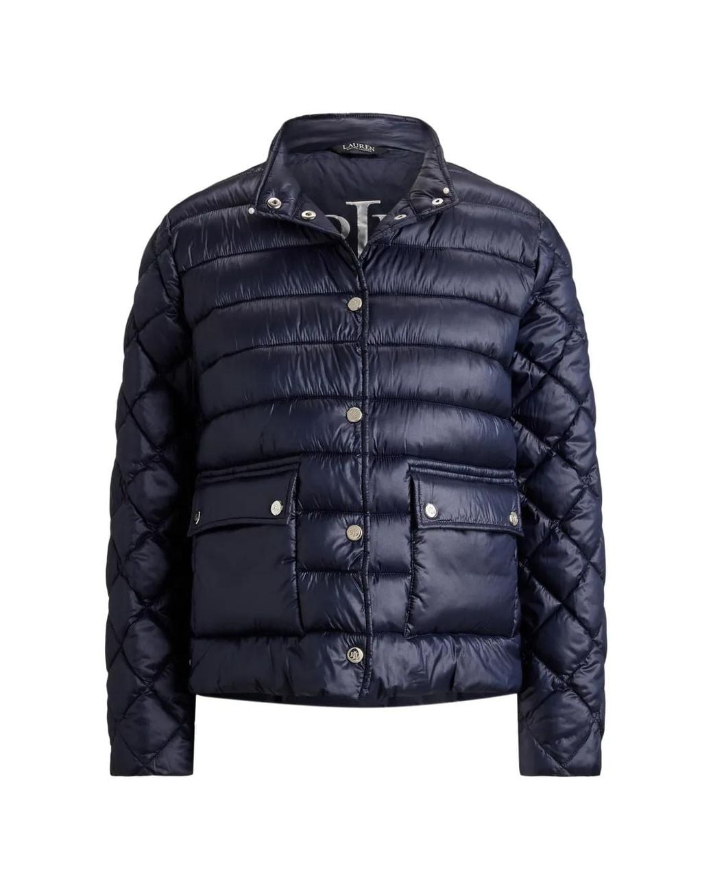 Ralph Lauren Blue Quilted Mockneck Jacket