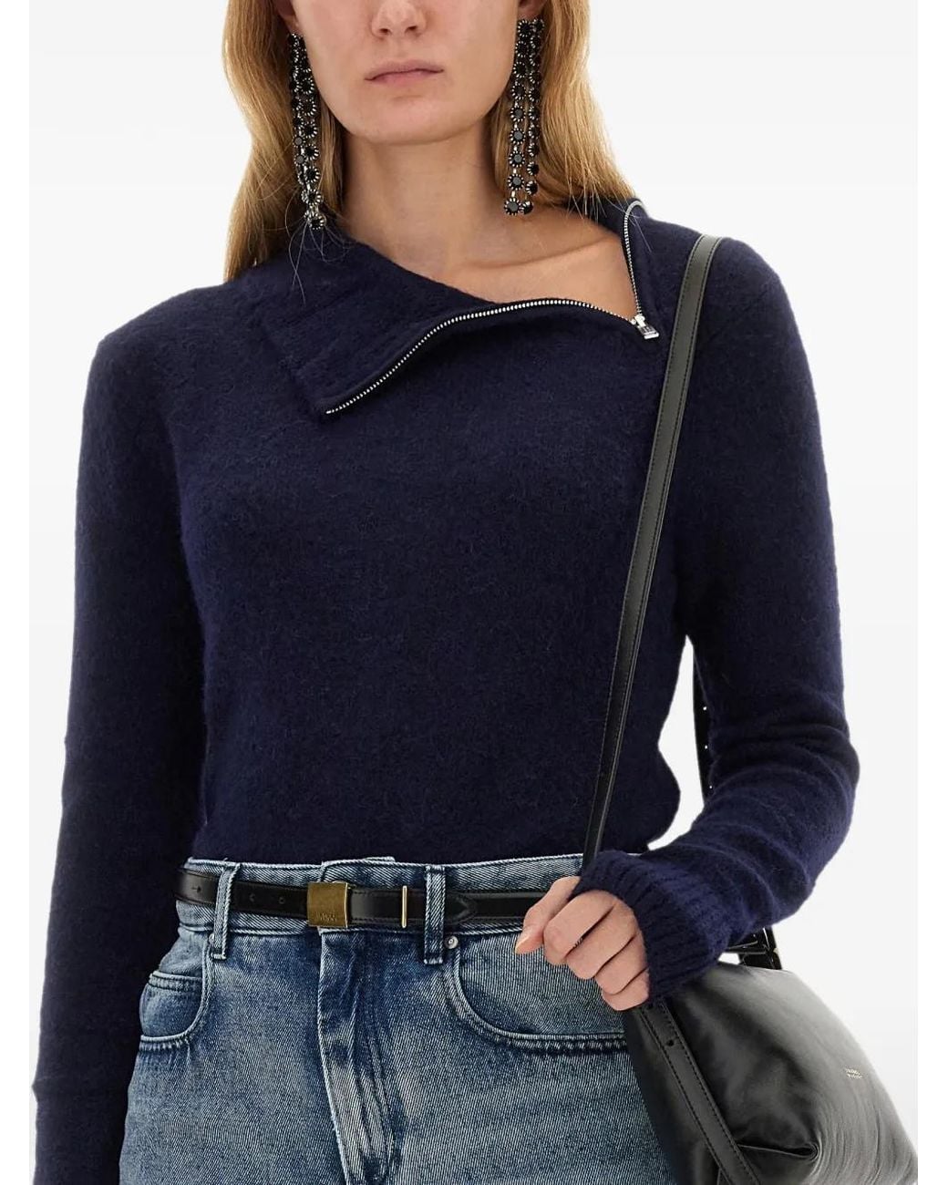 Isabel Marant Blue Odelle Zip-Detail Sweater