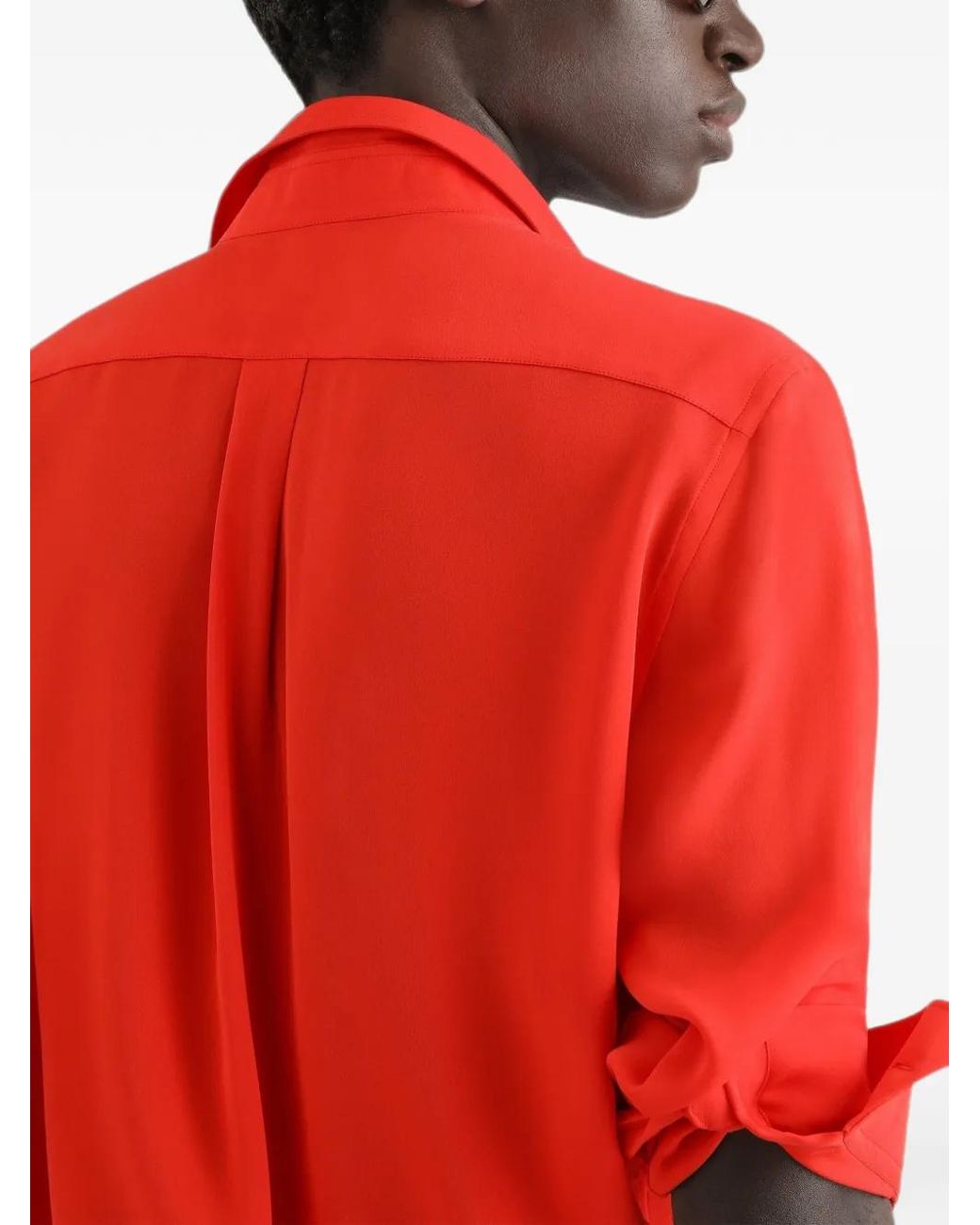Dolce & Gabbana Red Crêpe De Chine Silk Martini Shirt for men