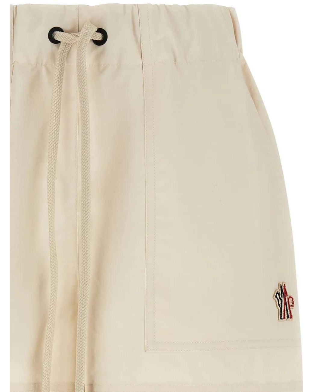 Moncler Natural Drawstring Patch-Pocket Shorts