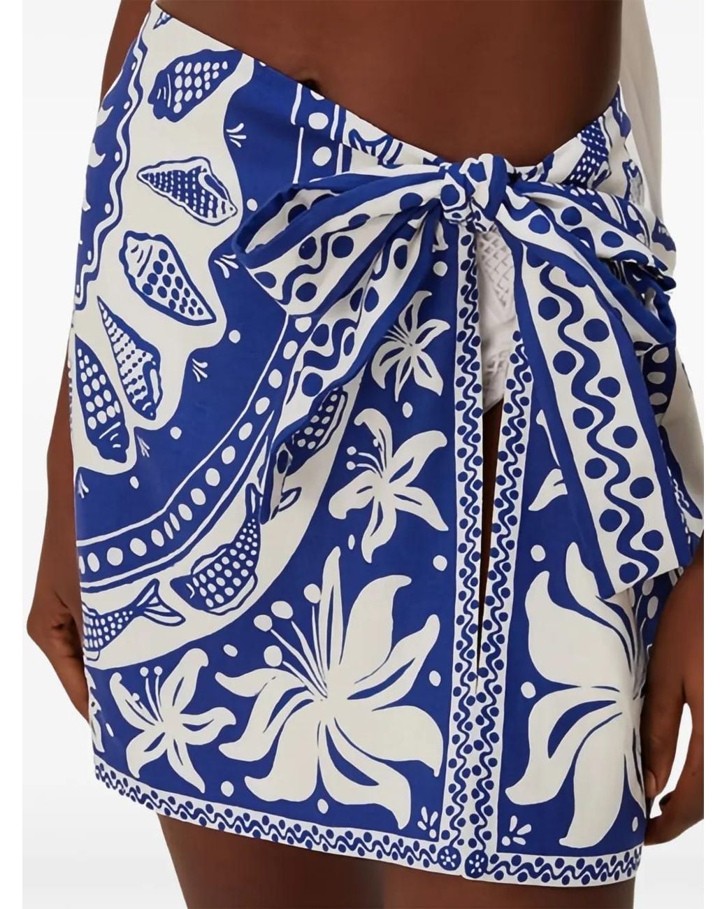 Farm Rio Blue Ocean Scarf Mini Skirt