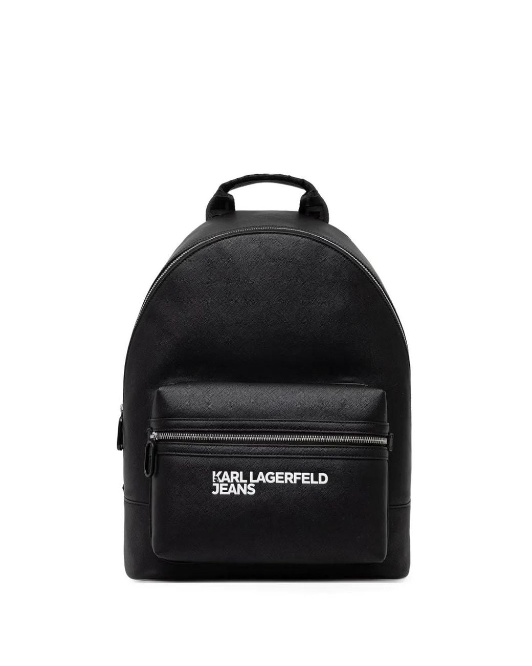 Karl Lagerfeld Black Logo-Print Zip-Around Backpack for men