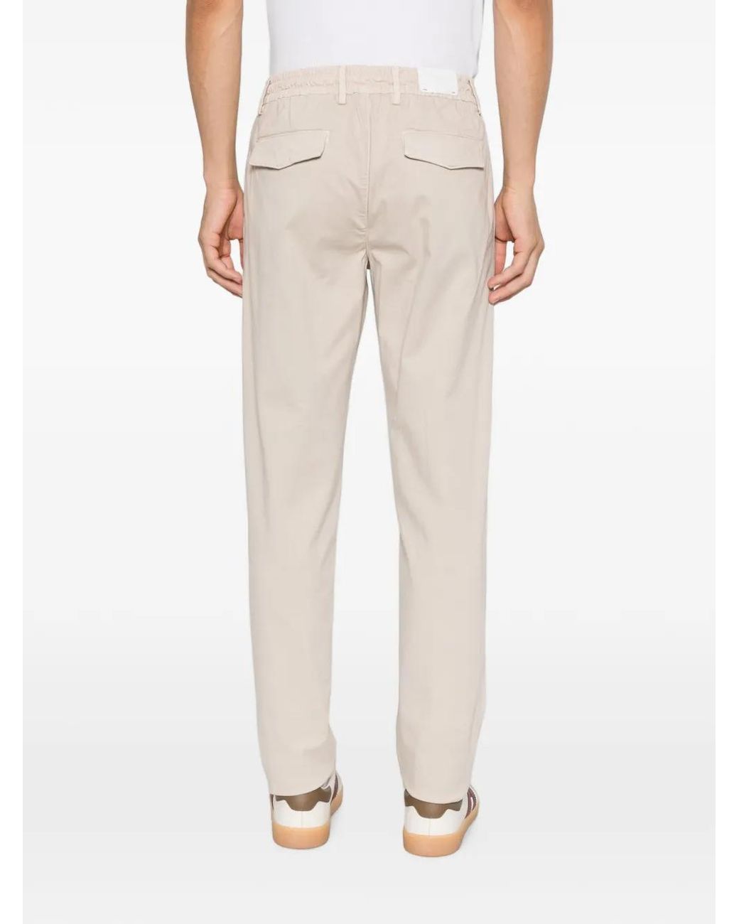 Eleventy White Pleated Drawstring-Waist Trousers for men