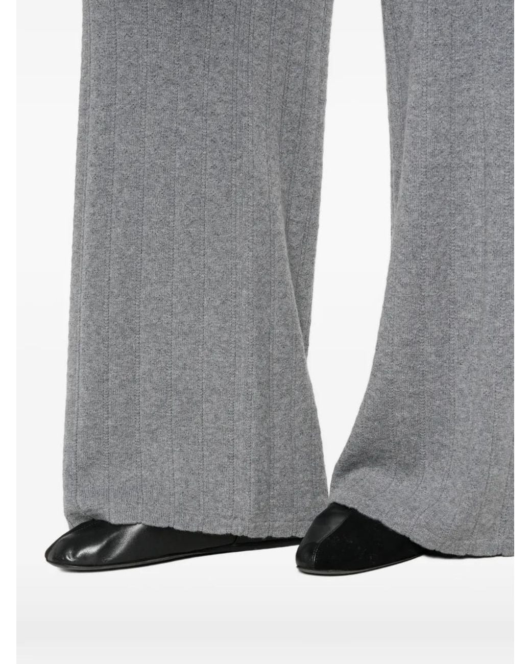 Lisa Yang Gray Shannen Ribbed-Knit Straight Trousers