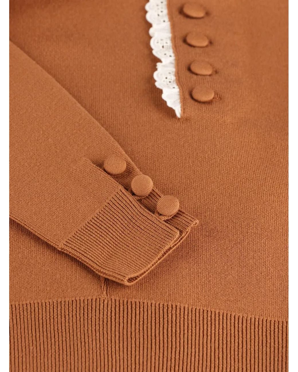 Chloé White High-Neck Sweater With Button Closure