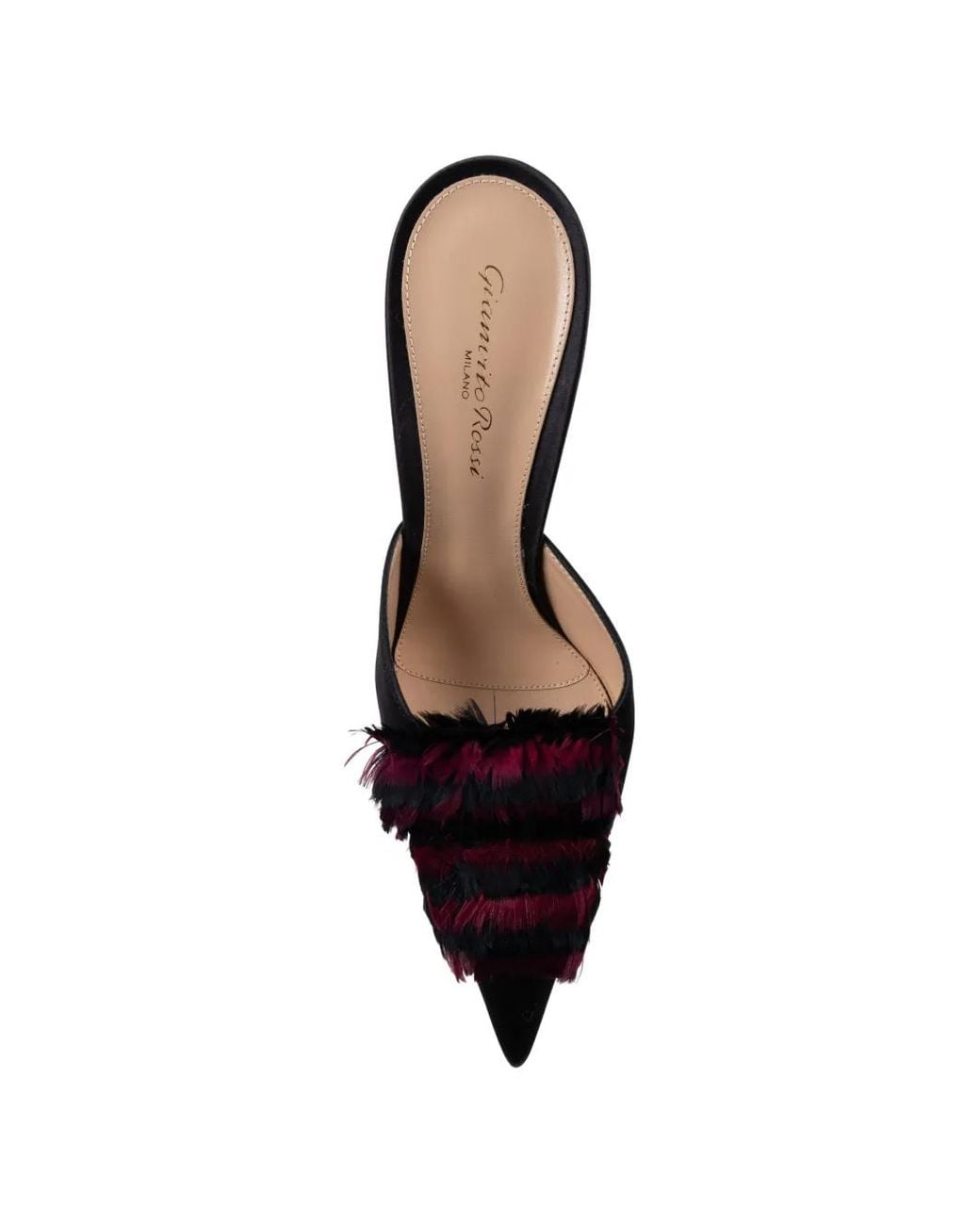 Gianvito Rossi Black Feather-Embellished Heeled Mules