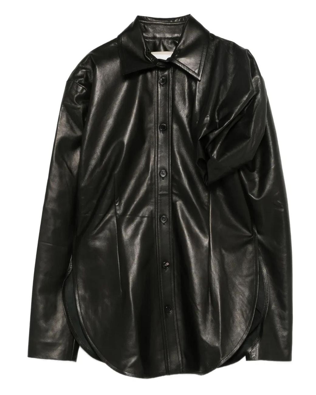 Litkovskaya Black Buttoned Leather Shirt
