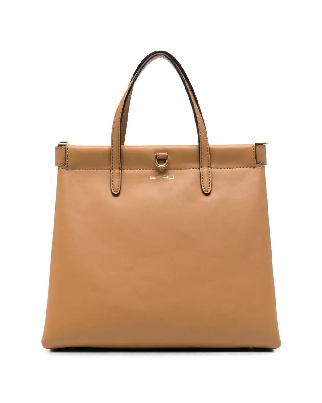 Etro Natural Logo-Detail Leather Tote Bag