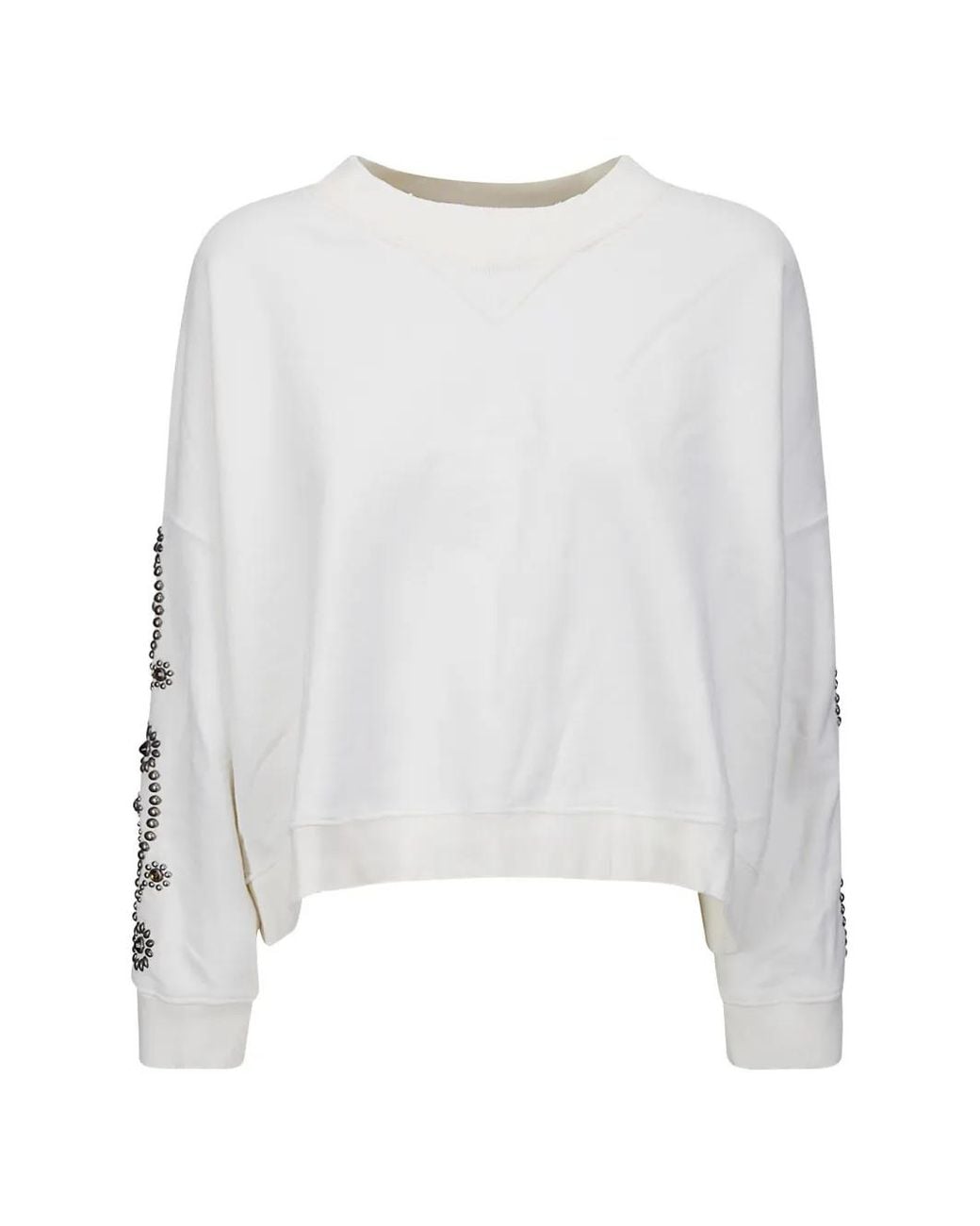 HTC White Stud-Embellished Paisley-Pattern Sweatshirt
