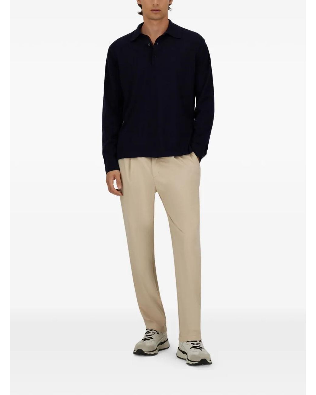 Herno Blue Long-Sleeved Polo Shirt for men