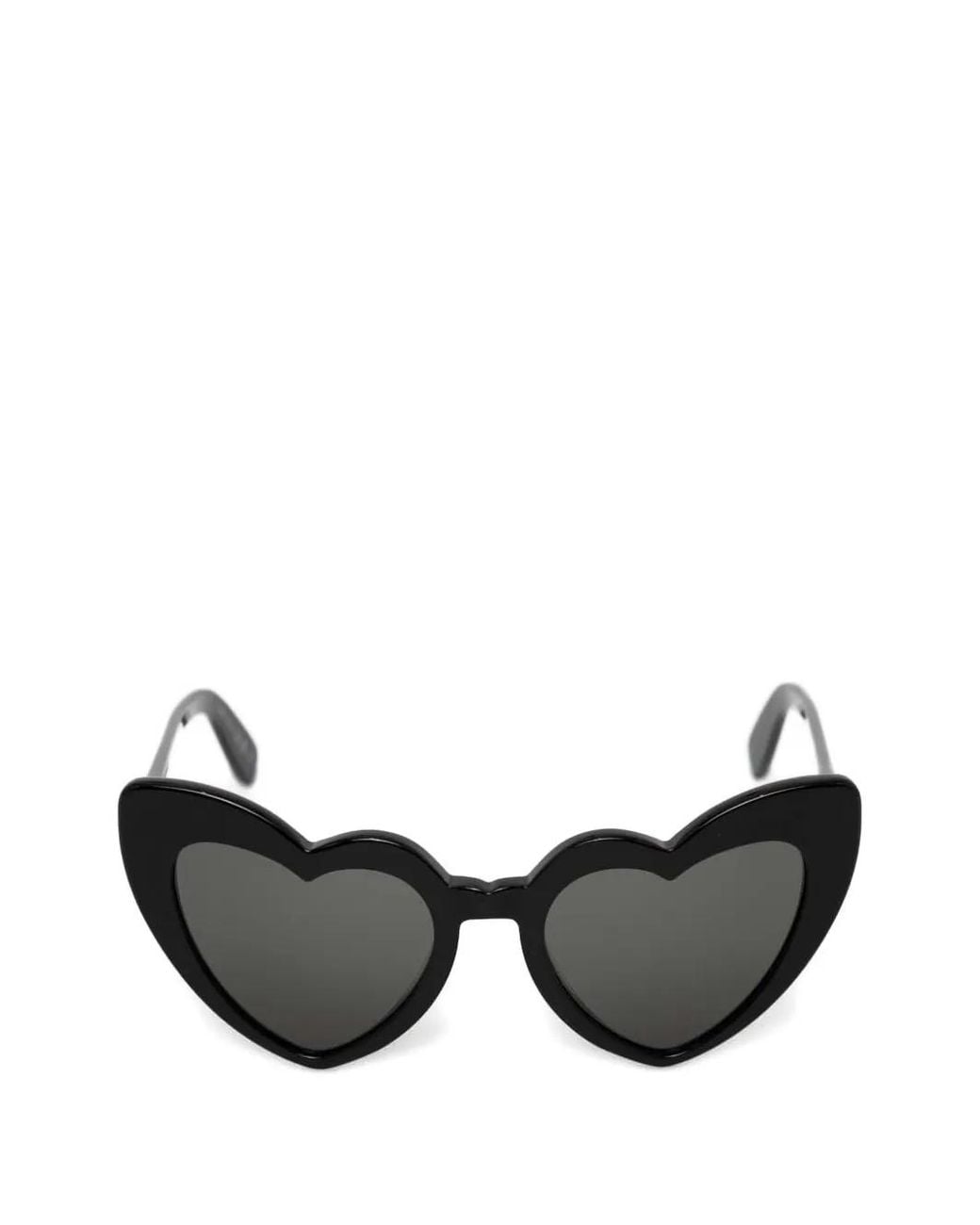 Saint Laurent Black Loulou Heart-Frame Sunglasses
