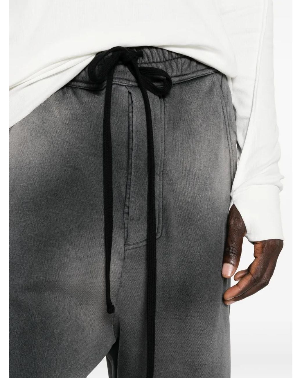 Thom Krom Gray Stone-Wash Drawstring Track Pants for men