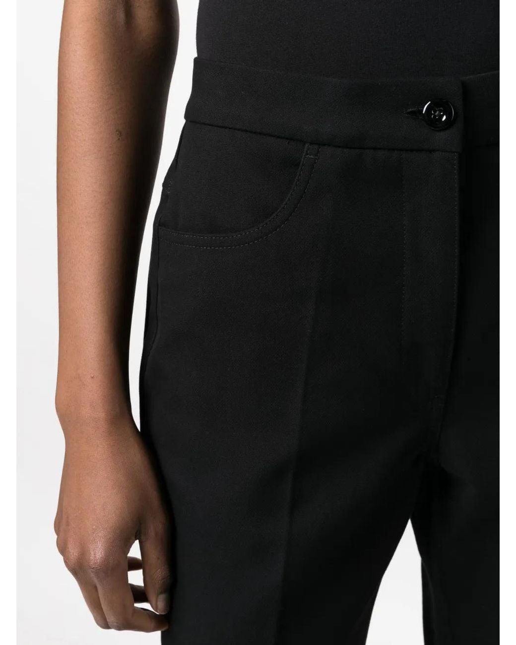 Jil Sander Black Pressed-Crease Flared Cropped Trousers