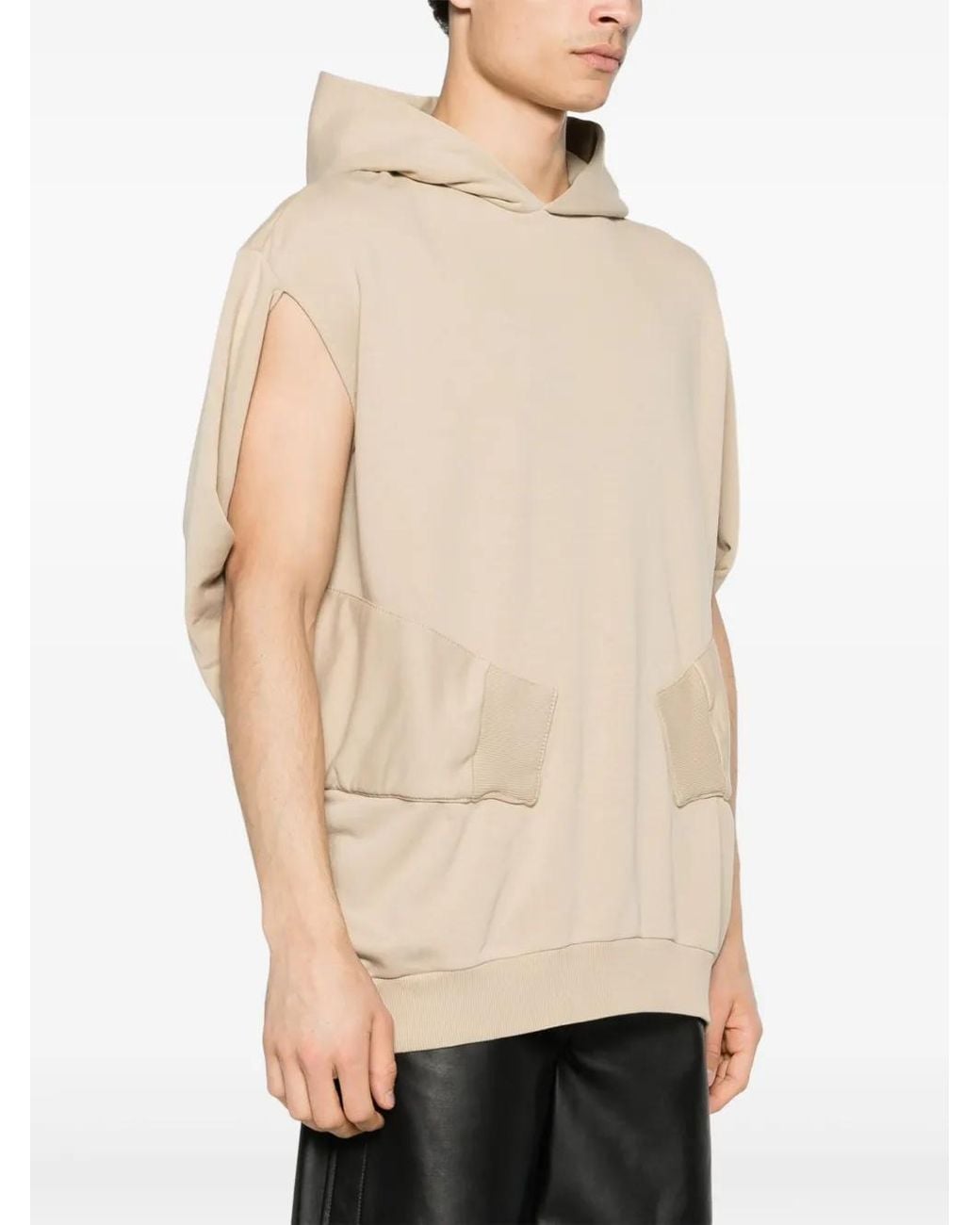 MM6 by Maison Margiela Natural Sleeveless Cotton-Blend Hoodie
