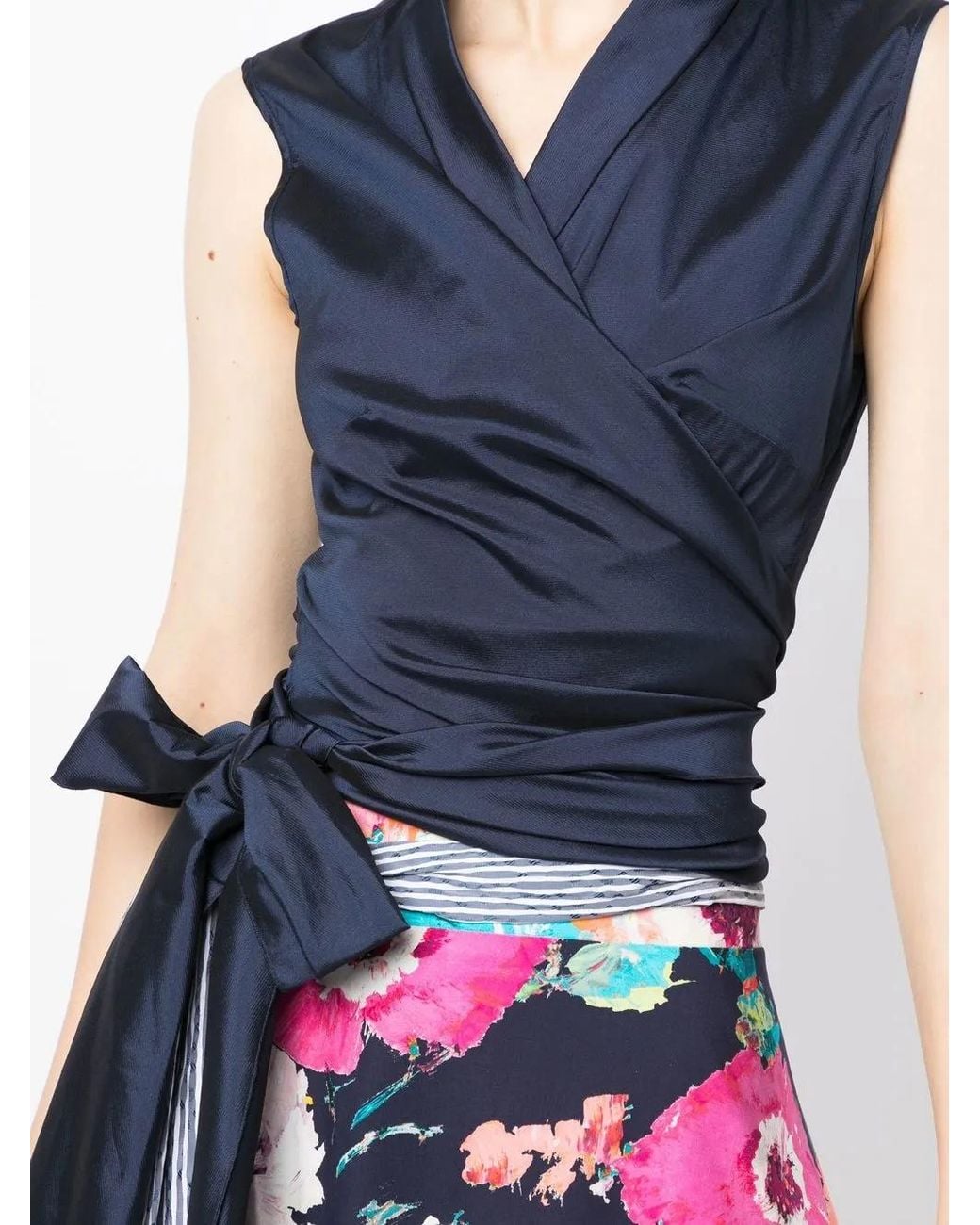 Talbot Runhof Blue Gewickeltes Top