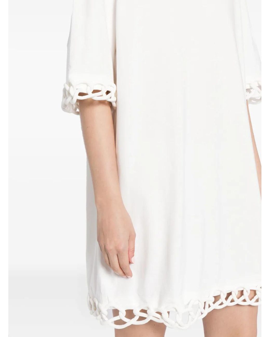 JNBY White Perforated-Detailing Cotton Dress