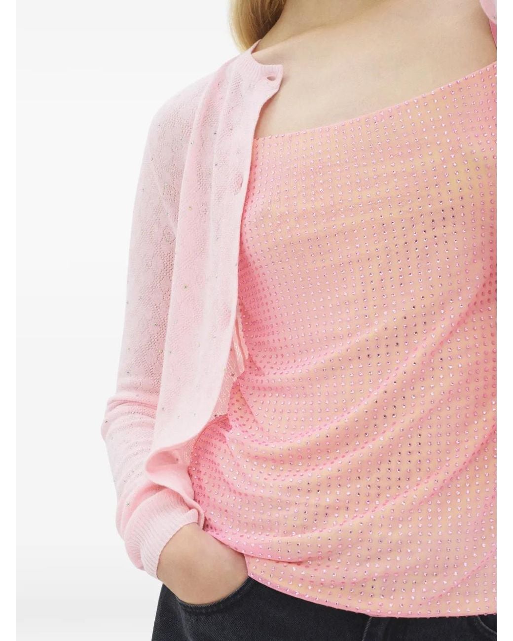Area Pink Crystal-Embellished Cardigan
