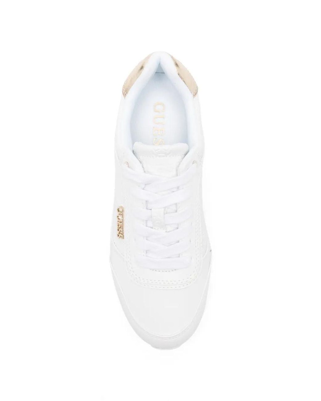 Guess White Logo-Embossed Platform Sneakers
