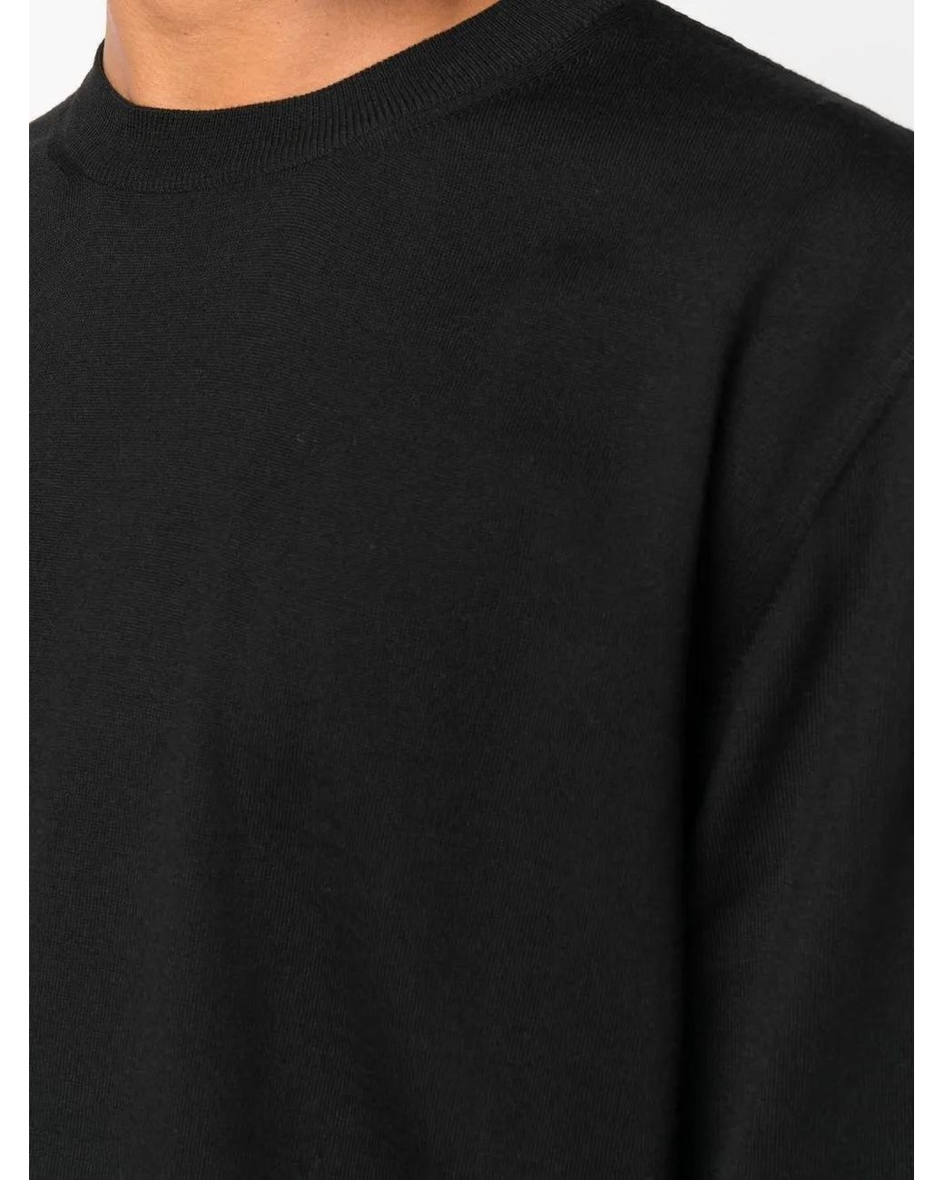 Jil Sander Black Wool-Knit Crew-Neck Jumper for men