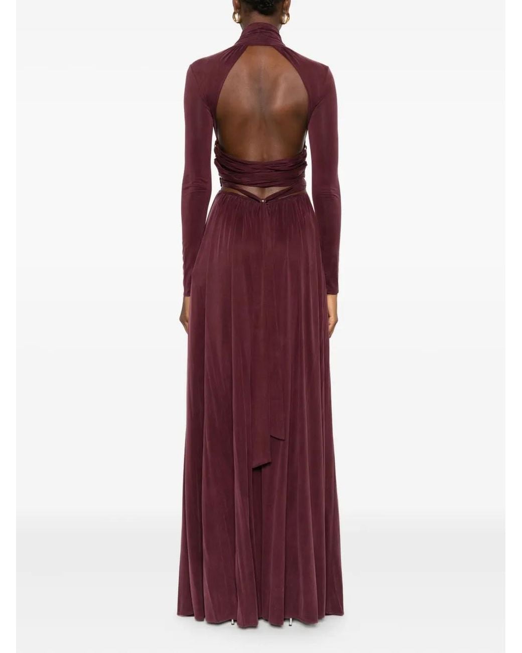 Elisabetta Franchi モックネック マキシドレス Purple