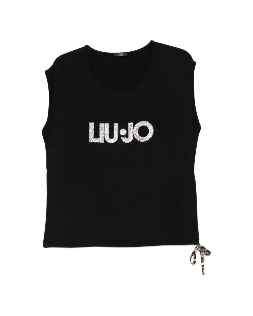 Liu Jo Black Logo-Print Drawstring-Hem T-Shirt