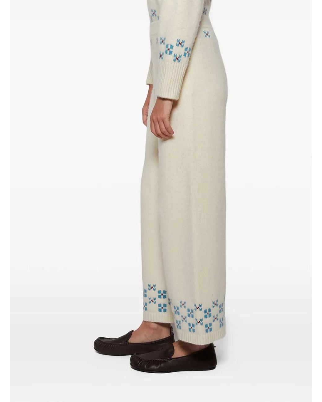 Calle Del Mar White Fair Isle Trousers