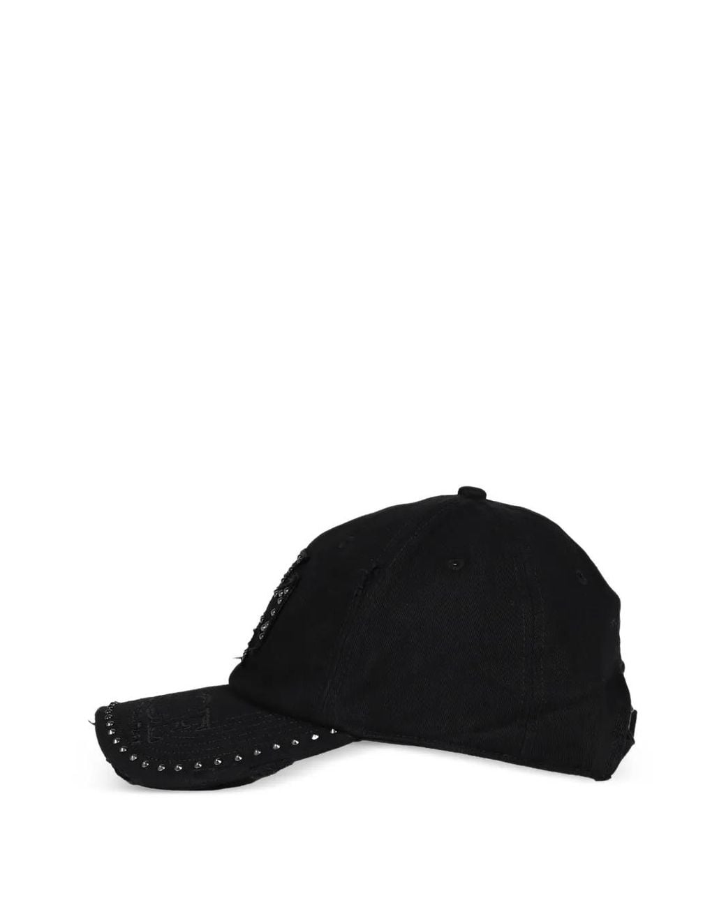 ALICE HOLLYWOOD Black Casquette À Détails De Clous Et Effet Usé for men