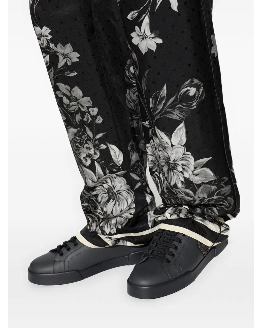 Dolce & Gabbana Black Baskets Portofino Light En Cuir De Veau Strobel for men