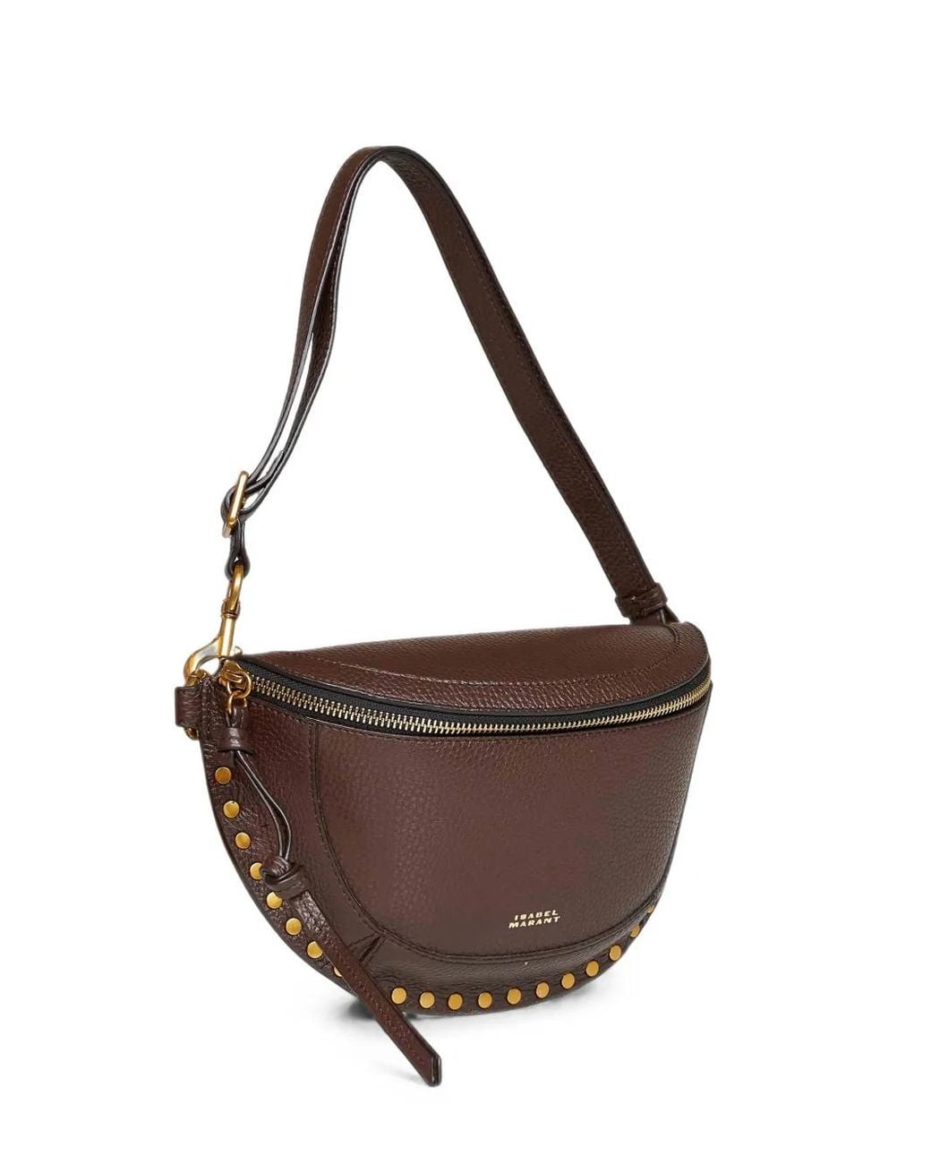 Isabel Marant Brown Stud-Embellished Leather Shoulder Bag