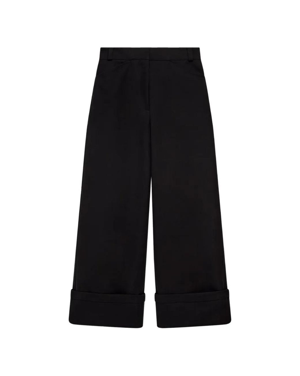 Another Tomorrow Black Cuffed Topstitched Trousers