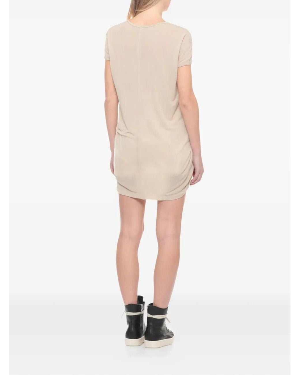 Rick Owens White Temple Hiked T V-Neck T-Shirt