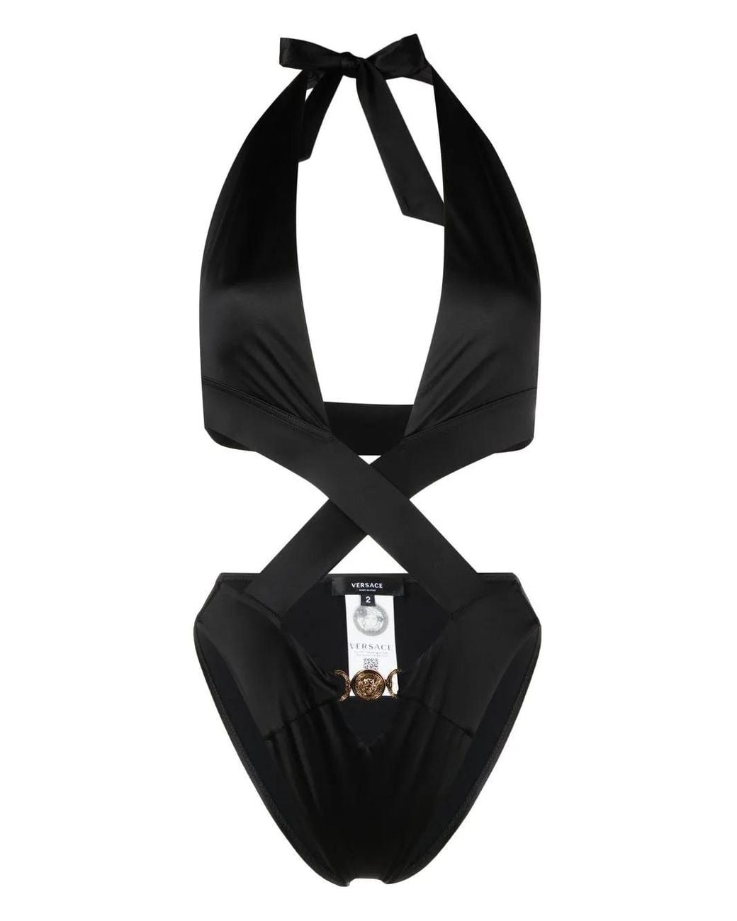 Versace Black Medusa Lace-Up One-Piece Swimsuit