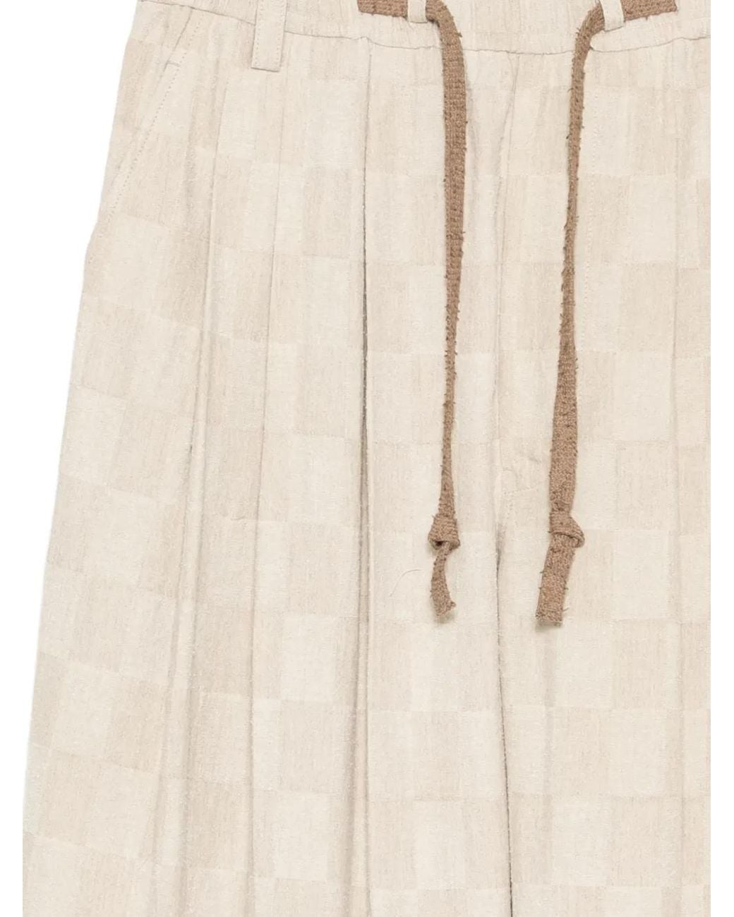 Ziggy Chen White Checkered Drawstring Trousers for men