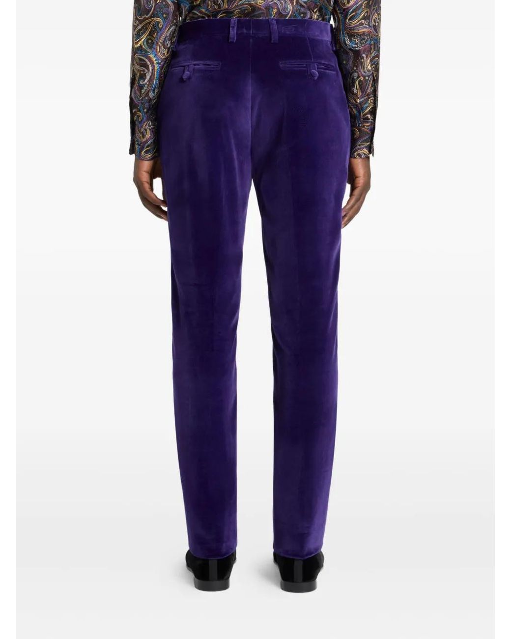 Etro Blue Stretch Velvet Tailored Trousers for men