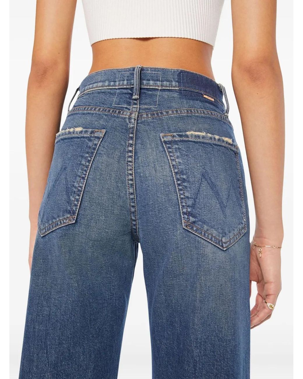 Mother Blue The Lasso Sneak Distressed Jeans