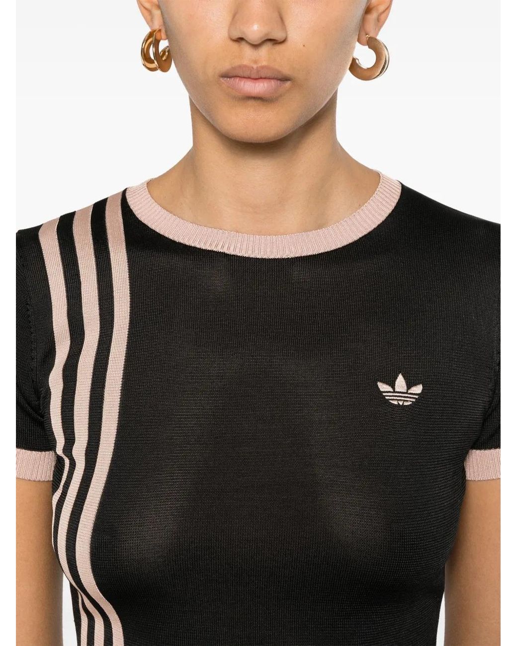 Adidas Black Knitted 3-Stripes T-Shirt