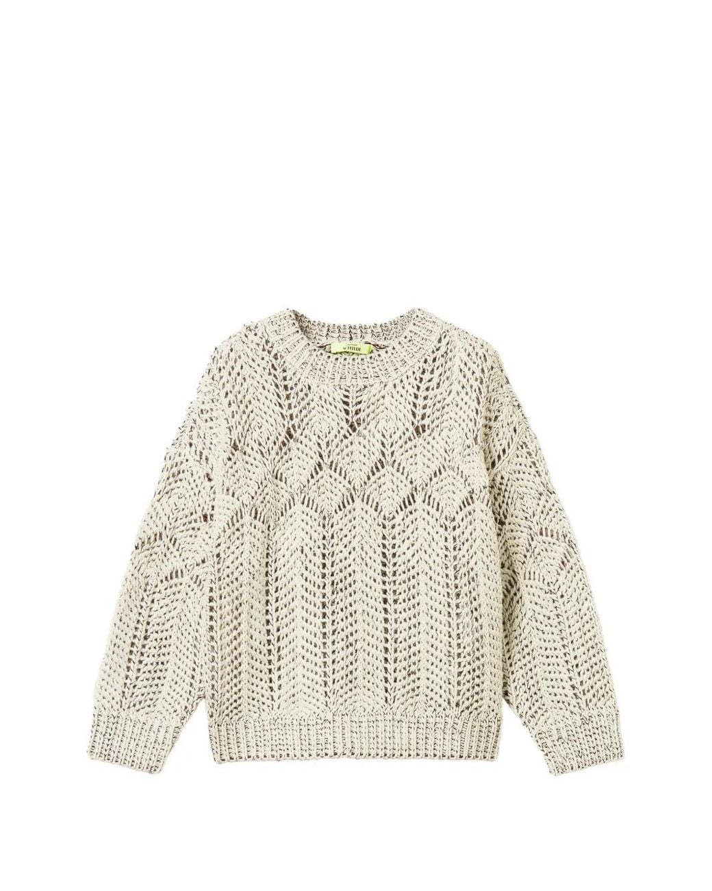 Twinset White Pull Myfo À Broderies En Laine Mélangée