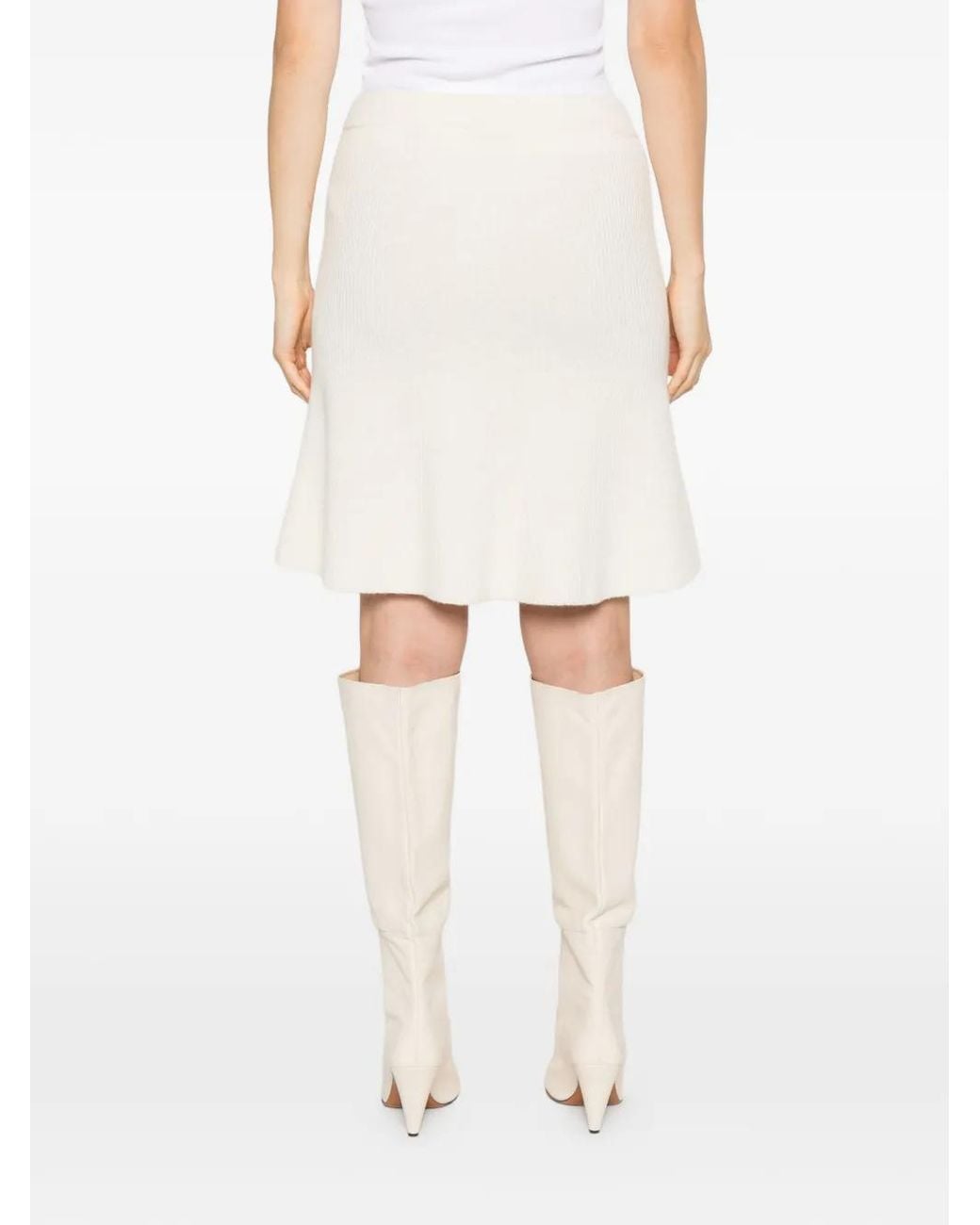 Gant White Wool Ribbed-Knit Skirt