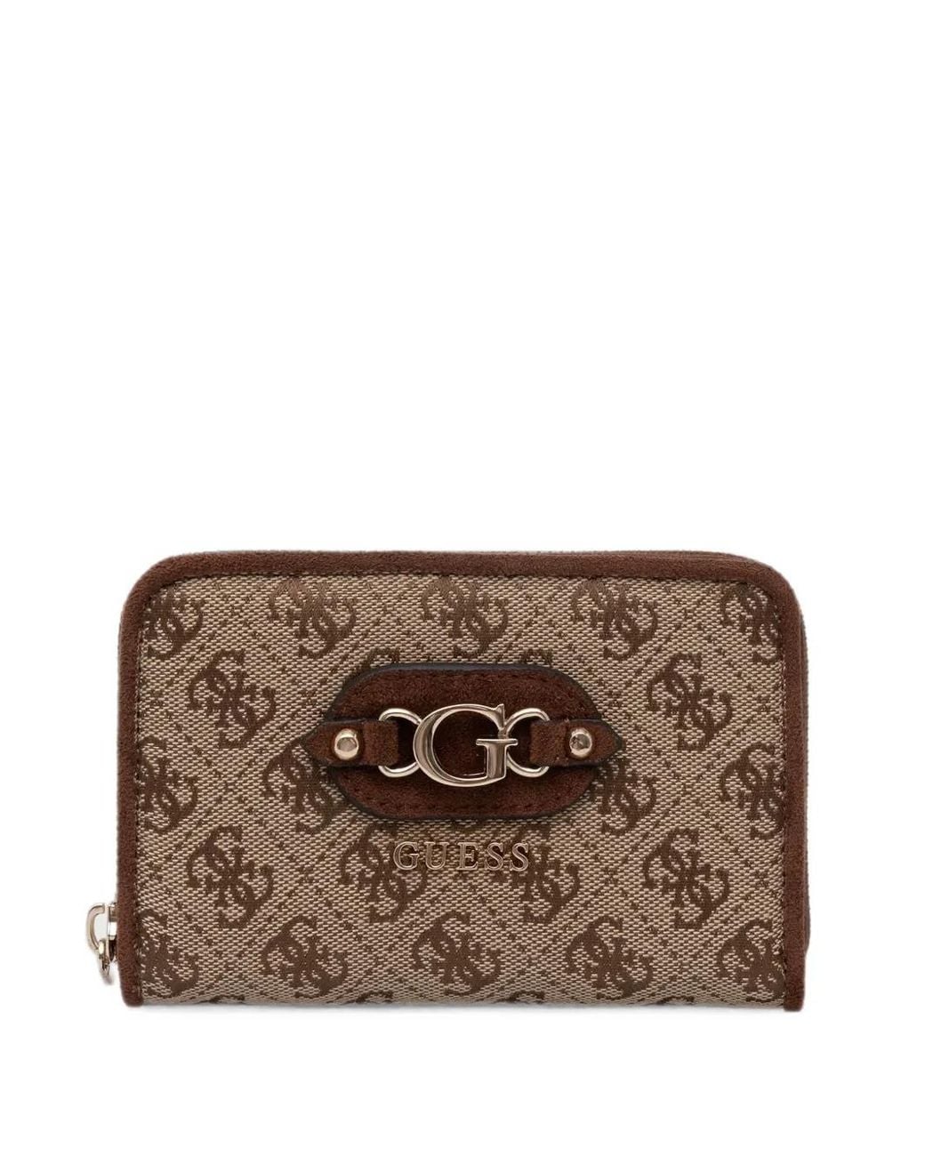 Guess Brown Samantha Logo-Print Zip-Around Wallet