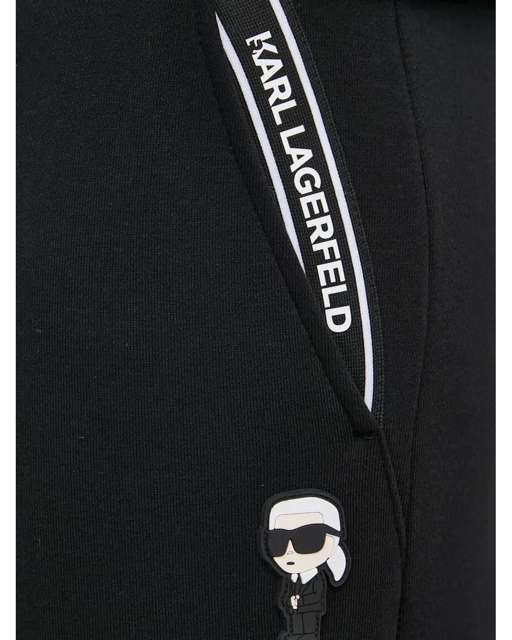 Karl Lagerfeld Black Ikonik Patch Drawstring Shorts for men