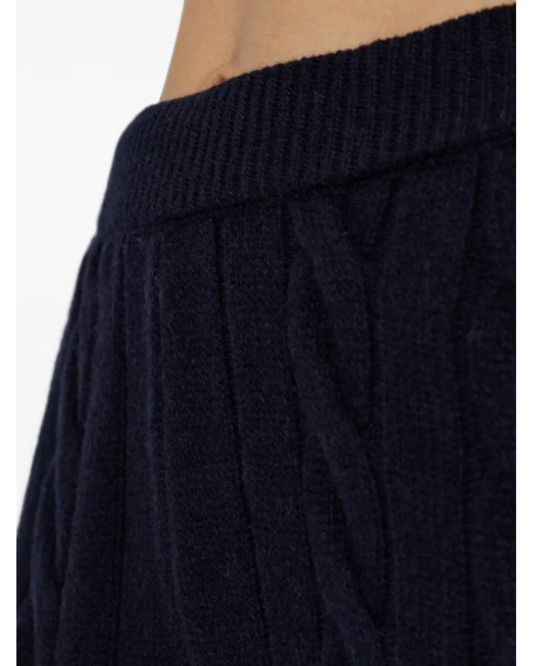 Akep Blue Cable-Knit Wool Straight-Leg Trousers