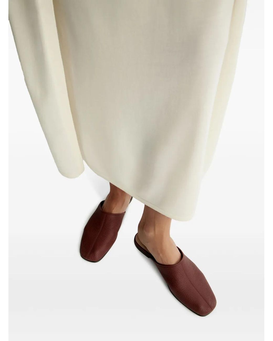 12 STOREEZ Brown Square-Toe Leather Mules