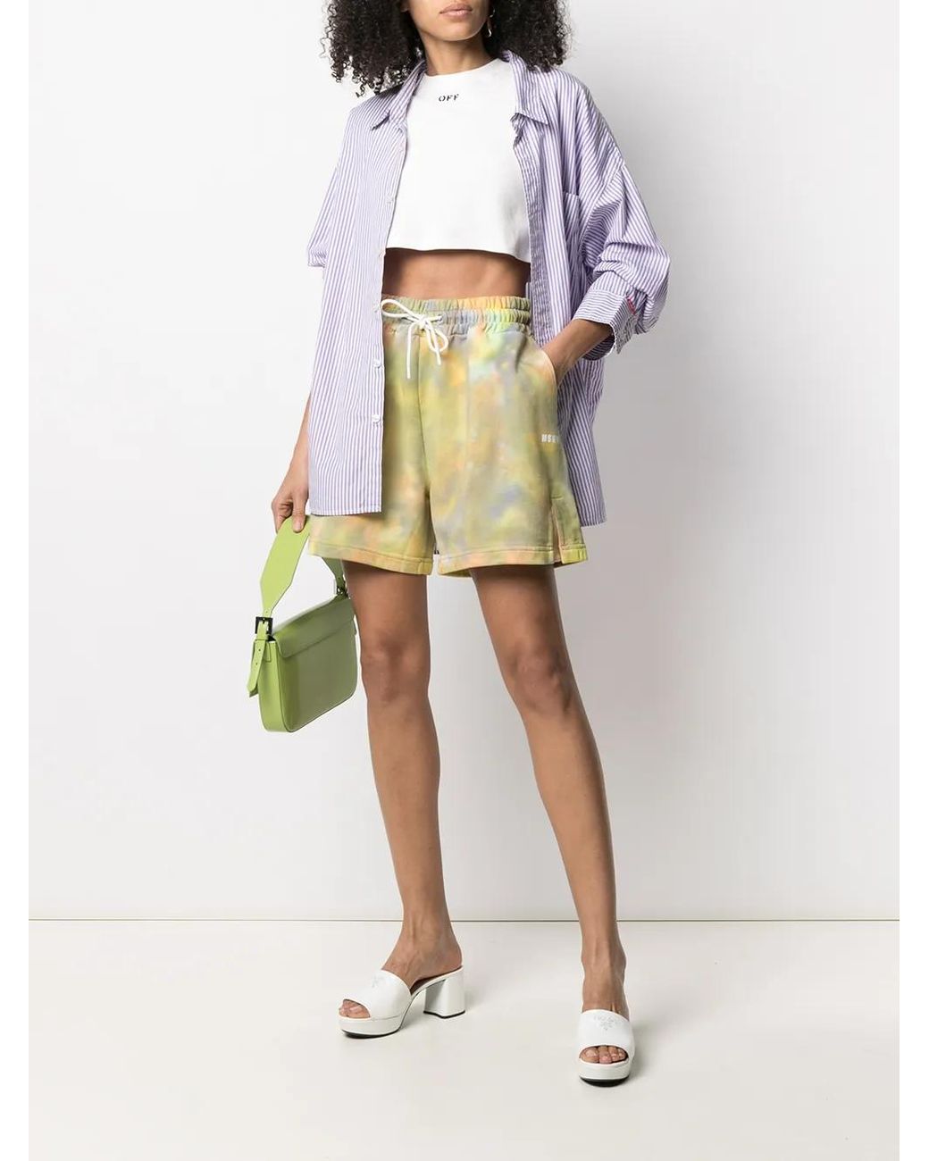 MSGM Yellow Shorts Red