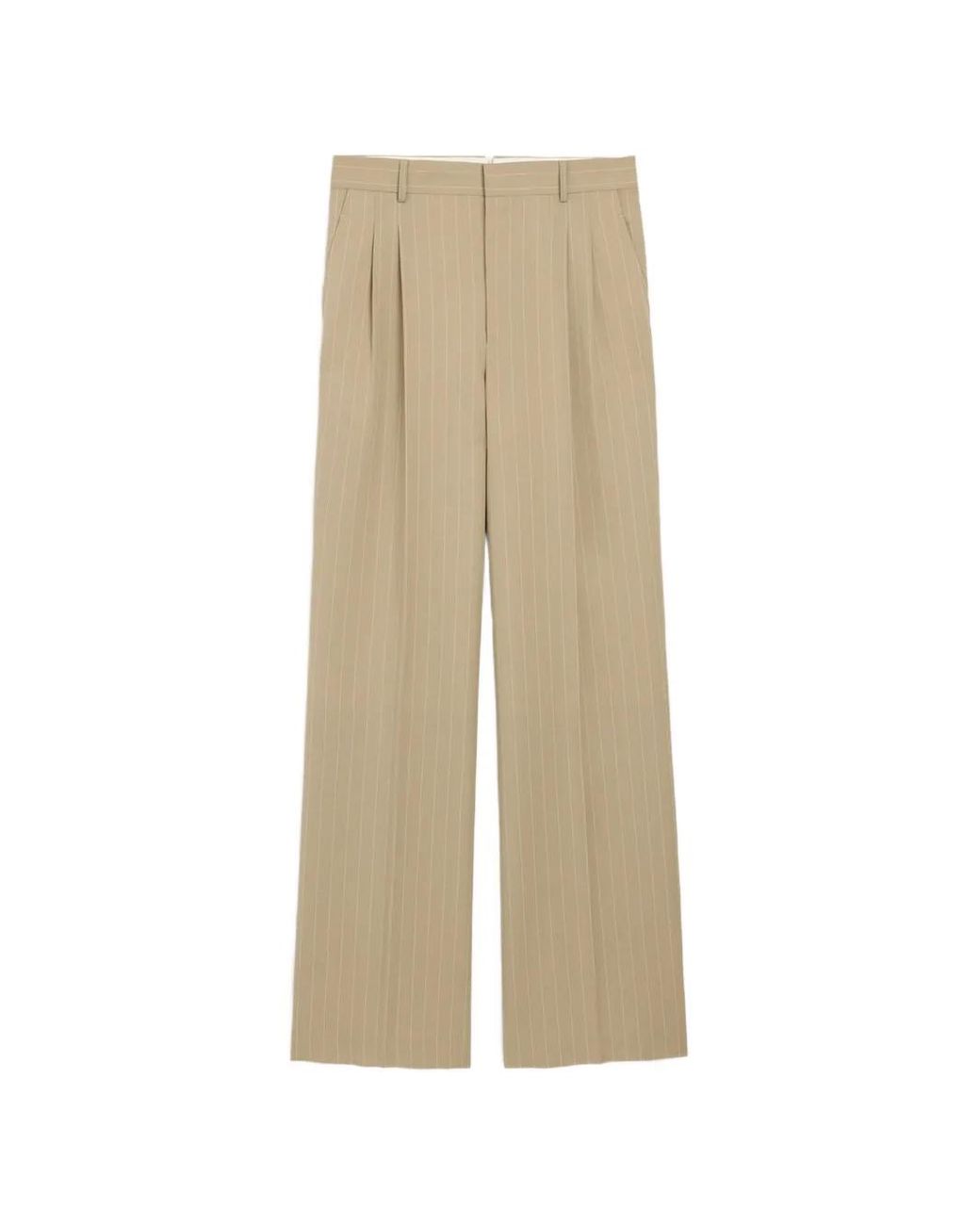 AMI Natural New Wool Low Waist Wide Trousers for men